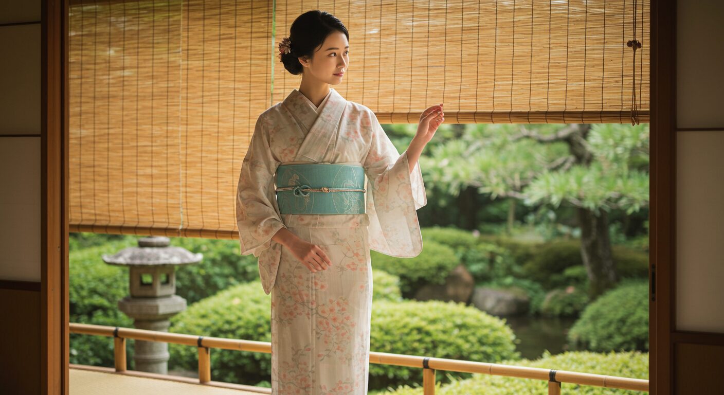 着物さと　夏物 小紋 正絹 絽 夏着物 盛夏 薄物 黄色 黄緑 紫 緑 雪輪 萩 絞り風 和服 和装 身丈160 1000円スタート カジュアル かわいい 夏着物 絽 正絹の通販