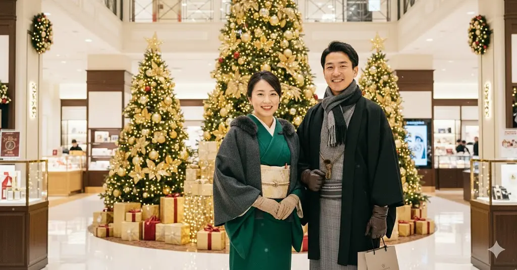 女性向けクリスマス着物コーデのポイント