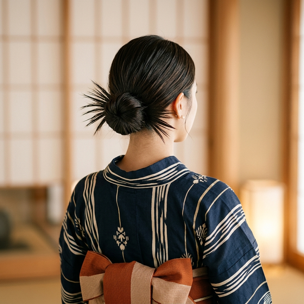 韓国発祥のトレンドである毛先をあえて遊ばせたおしゃれなカチモリヘアのイラスト