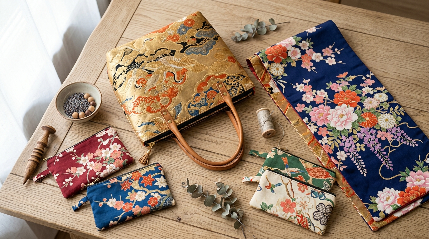 古い着物や帯をおしゃれなバッグや小物にリメイクした作品